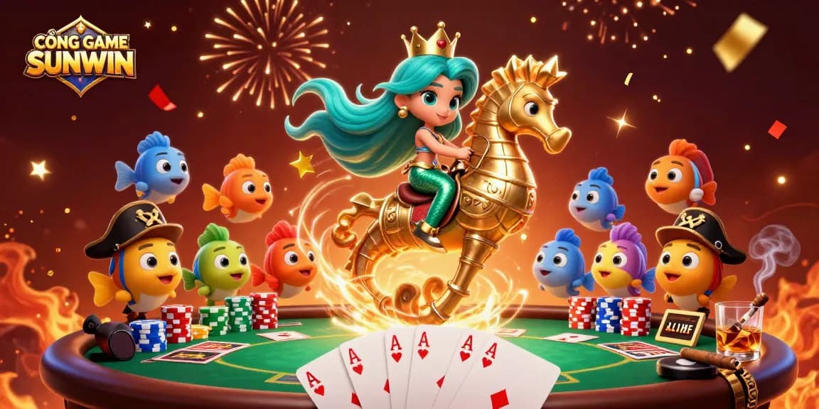 CỔNG GAME SUNWIN players engaging in thrilling poker action with vibrant characters in a celebratory scene.