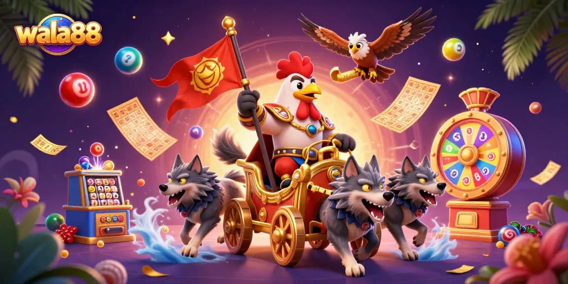 Experience thrilling gaming action with wala88's live rooster battles and colorful elements.