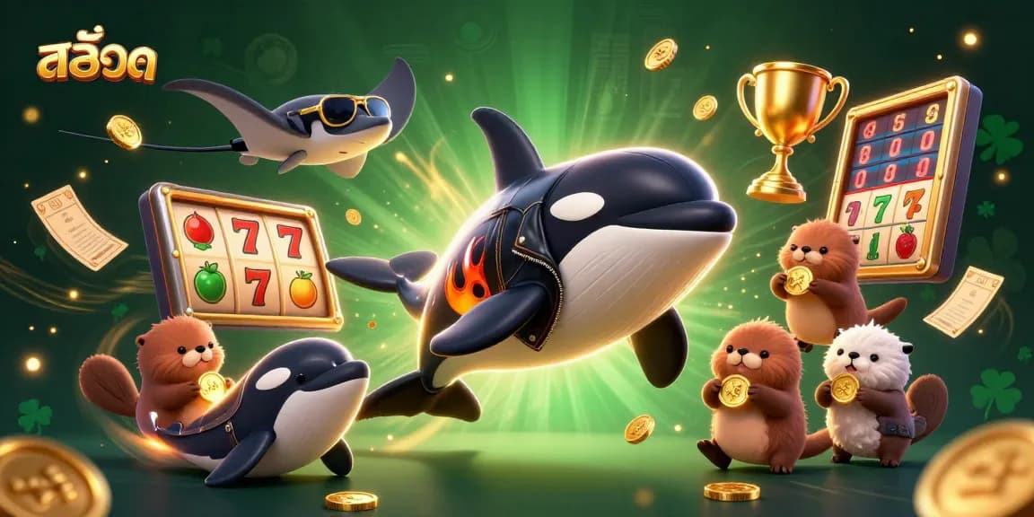 Experience thrilling สล็อต gameplay with a dynamic 3D scene featuring animated casino characters and vibrant elements.