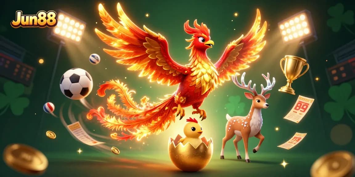 Experience winning strategies at Jun88 with a dynamic 3D illustration of gaming excitement.