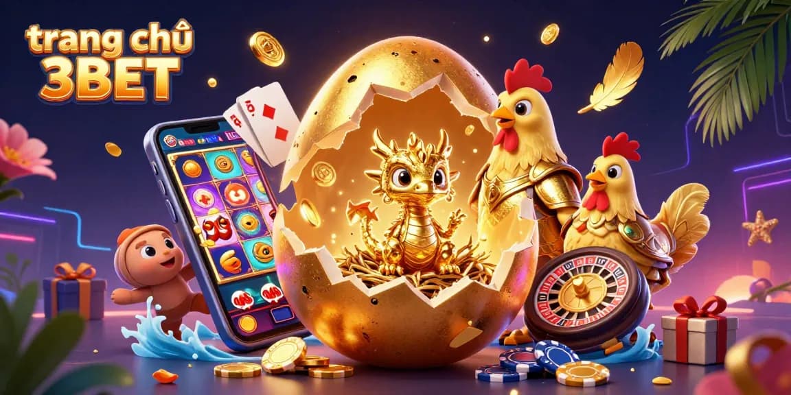 Engage with the vibrant world of trang chủ 3BET featuring a golden dragon and casino elements.