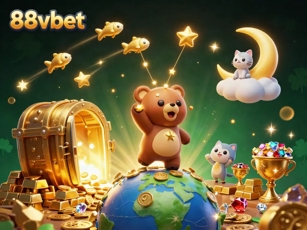Experience immersive gaming with 88vbet, featuring golden treasures and energetic characters.