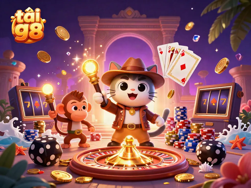 Experience thrilling gameplay and rewards with tải go 88 in this vibrant casino scene featuring cartoon characters.