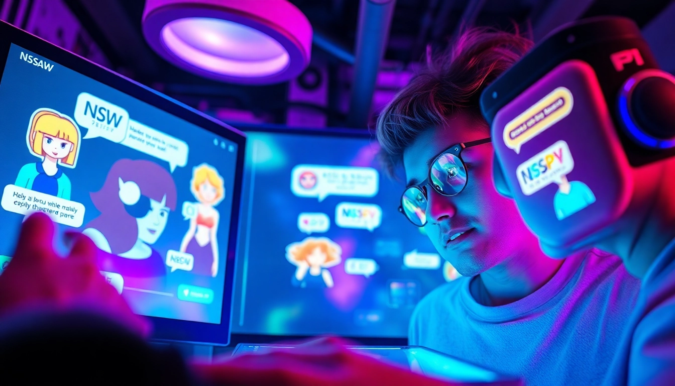 Interactive scene showcasing character AI NSFW dialogues in a vibrant digital world.