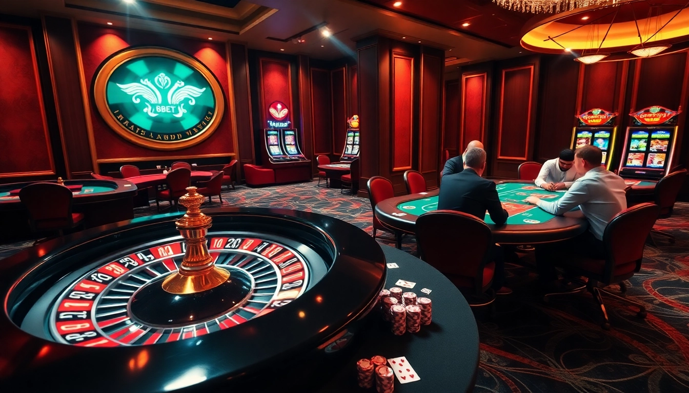 An exhilarating casino moment showcasing the thrill of 8kbet gaming with poker chips and a roulette wheel.