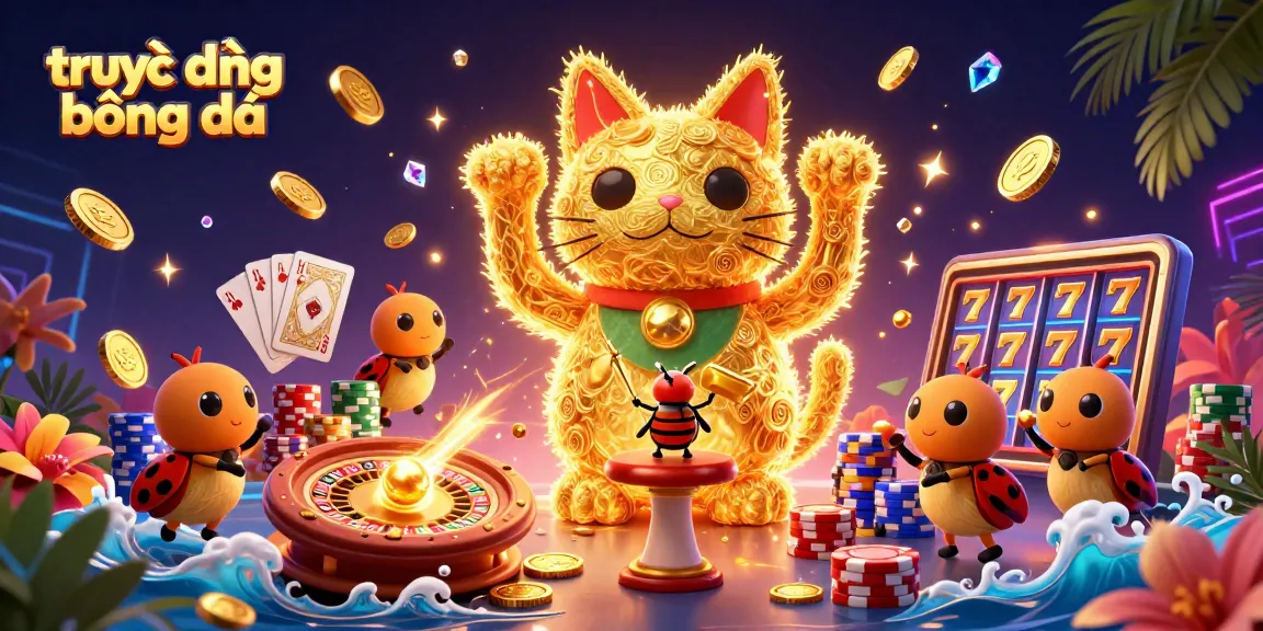 Experience trực tiếp bóng đá action with vibrant casino themes in a dynamic 3D illustration.