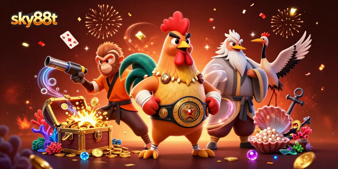 Engage in thrilling casino adventures with sky88t's unique characters and vibrant gaming elements.