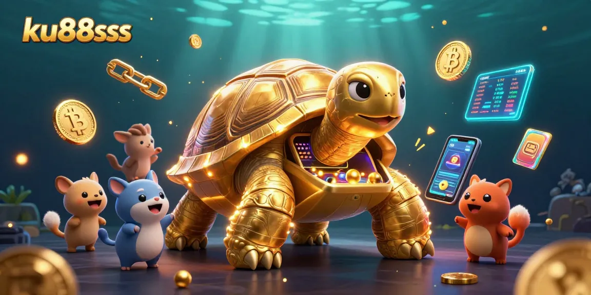 Engage in thrilling gaming adventures with ku88sss featuring vibrant casino elements and a colossal tortoise