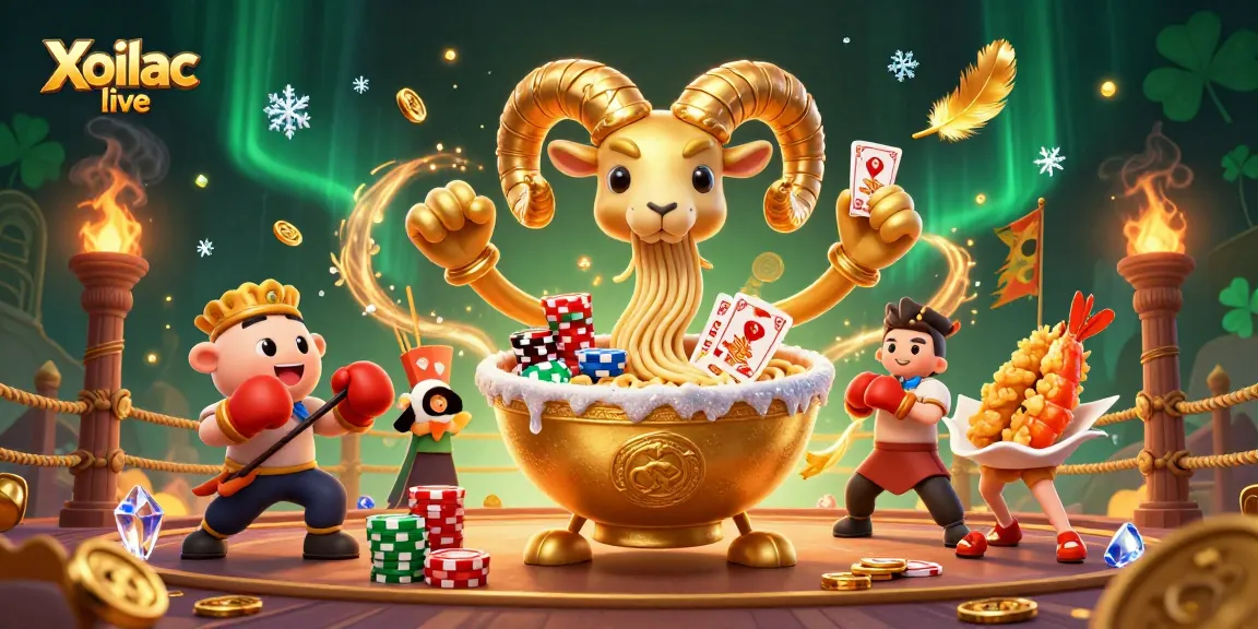 Xoilac live showcases a vibrant 3D casino scene with animated characters and immersive gambling elements.