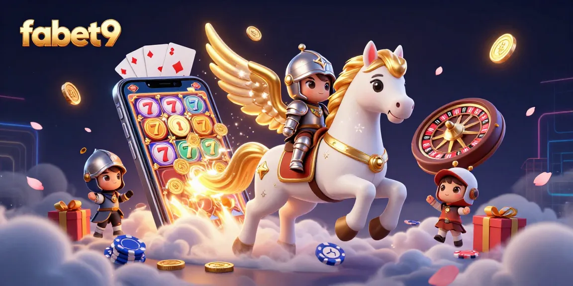 Experience thrilling gaming action with fabet9 while winning big in this colorful casino illustration.