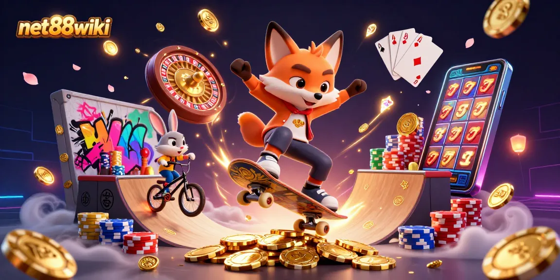 Spin and win with net88wiki in this vibrant casino-themed dynamic illustration.