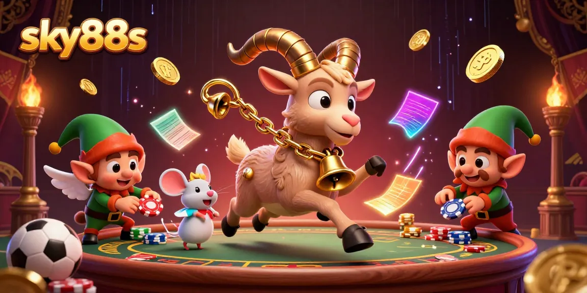 Experience thrilling sports betting with sky88s in a vibrant, action-packed casino scene.