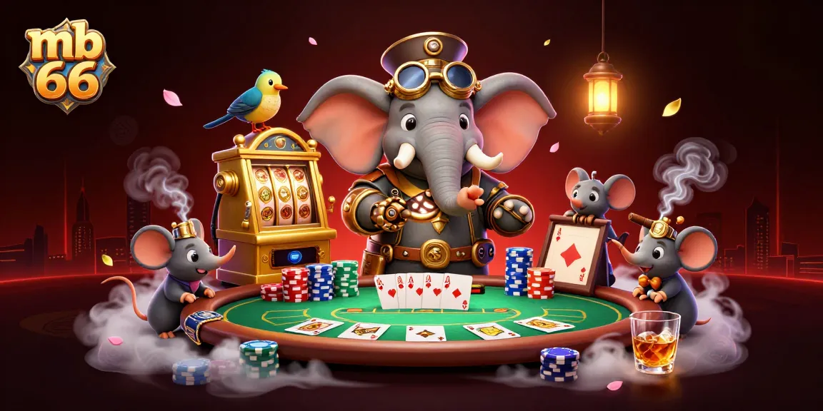 Experience the vibrant excitement of mb 66 as the steampunk elephant operates a golden slot machine.