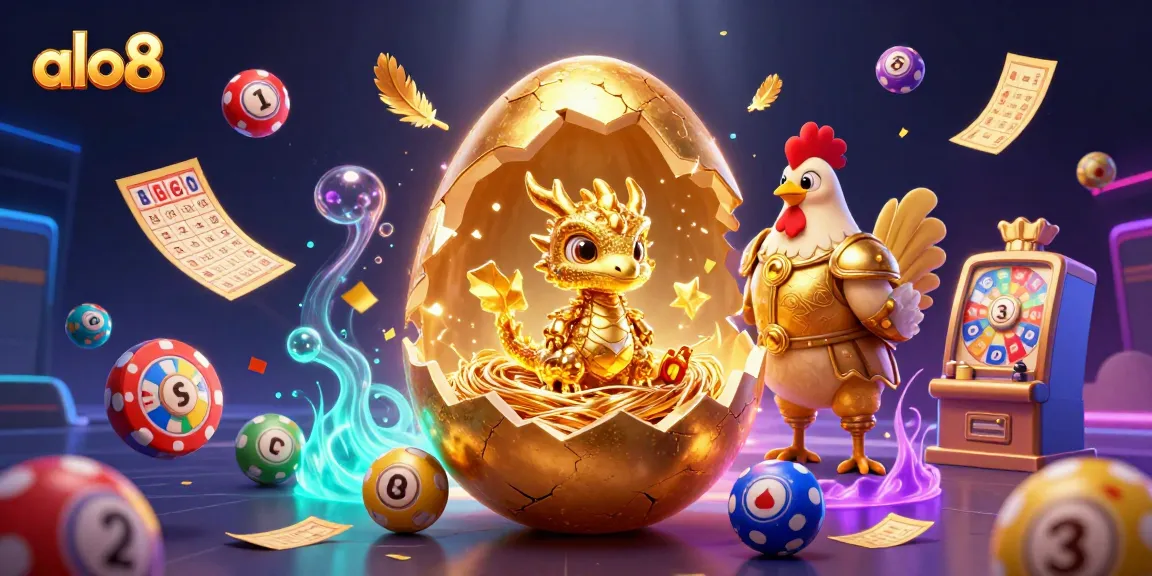 Spin and win with alo8’s vibrant rewards illustrated through a golden dragon and colorful lottery elements.