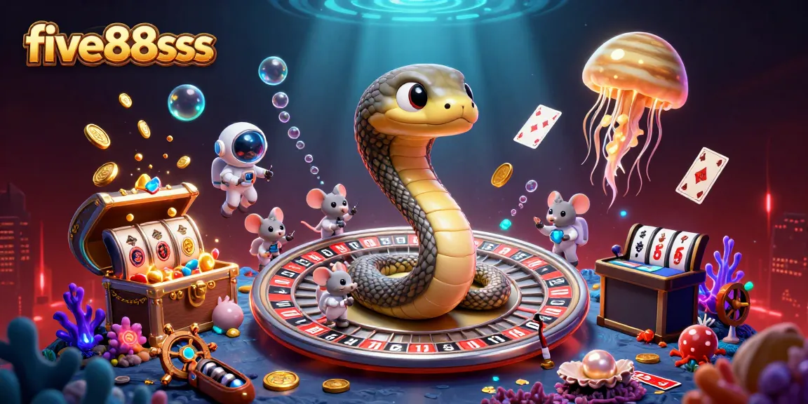 Experience the thrill of five88sss with a vibrant cosmic casino scene featuring the roulette wheel and astronaut mice.
