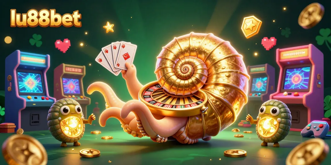 Play exciting games at lu88bet with a 3D nautilus and casino elements in a vibrant scene.